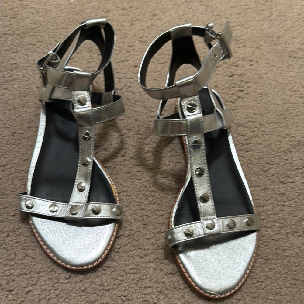 Rebecca Minkoff Silver Black Sandals Elegant Style